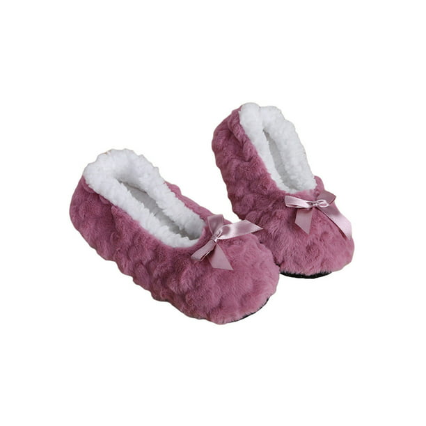 2X Womens Winter Slippers PU Warm Soft Plush Indoor Home Shoes Anti-Skid,SAFETY